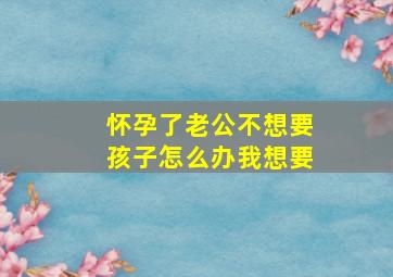 怀孕了老公不想要孩子怎么办我想要