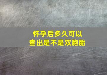 怀孕后多久可以查出是不是双胞胎