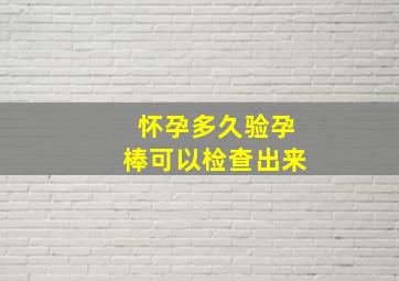 怀孕多久验孕棒可以检查出来