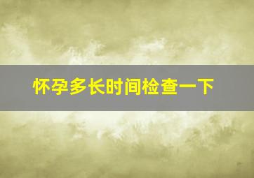 怀孕多长时间检查一下