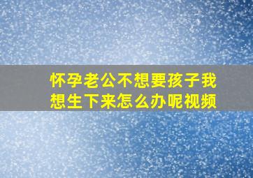 怀孕老公不想要孩子我想生下来怎么办呢视频