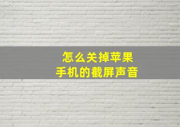 怎么关掉苹果手机的截屏声音