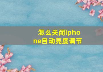 怎么关闭iphone自动亮度调节