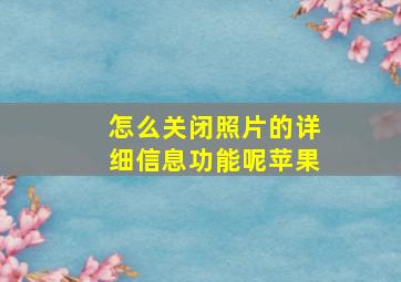 怎么关闭照片的详细信息功能呢苹果