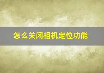 怎么关闭相机定位功能