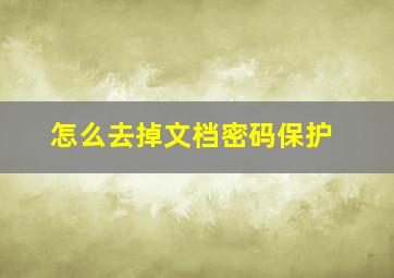 怎么去掉文档密码保护