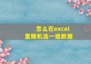 怎么在excel里随机选一组数据