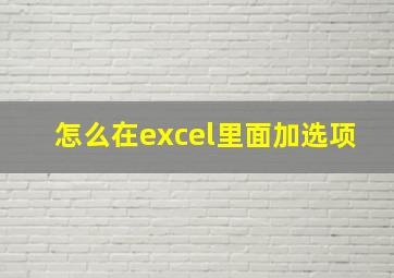 怎么在excel里面加选项