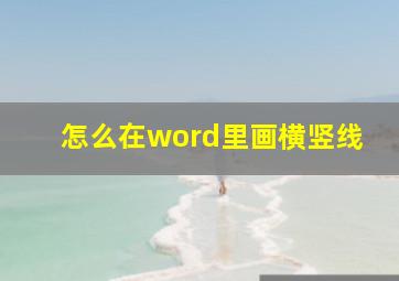 怎么在word里画横竖线