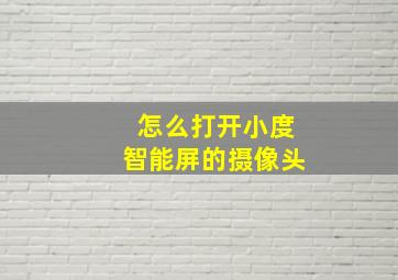 怎么打开小度智能屏的摄像头