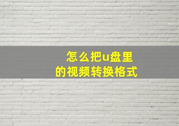 怎么把u盘里的视频转换格式