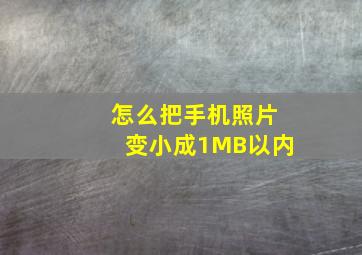 怎么把手机照片变小成1MB以内