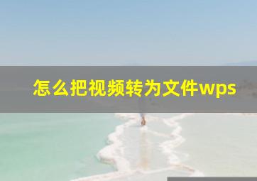 怎么把视频转为文件wps