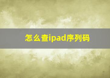 怎么查ipad序列码