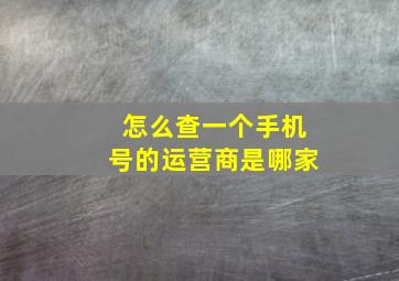 怎么查一个手机号的运营商是哪家