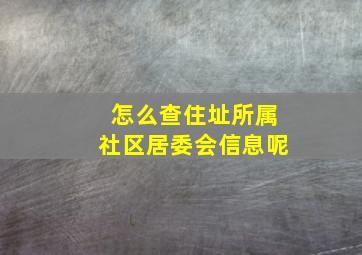 怎么查住址所属社区居委会信息呢