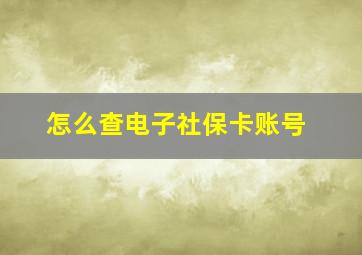 怎么查电子社保卡账号