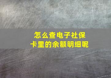 怎么查电子社保卡里的余额明细呢