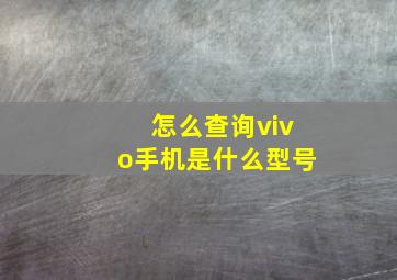 怎么查询vivo手机是什么型号