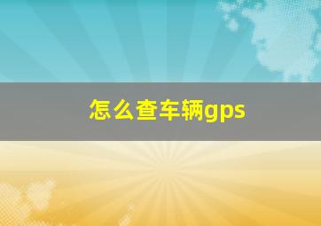 怎么查车辆gps