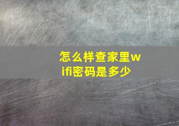 怎么样查家里wifi密码是多少