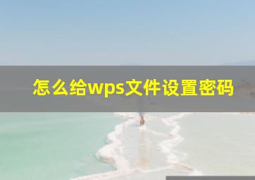 怎么给wps文件设置密码