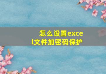 怎么设置excel文件加密码保护