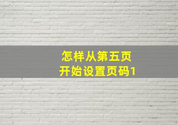 怎样从第五页开始设置页码1