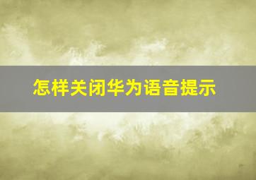 怎样关闭华为语音提示