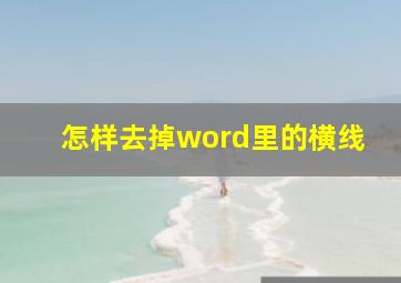 怎样去掉word里的横线