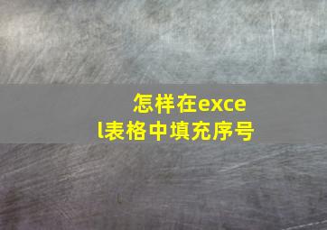 怎样在excel表格中填充序号