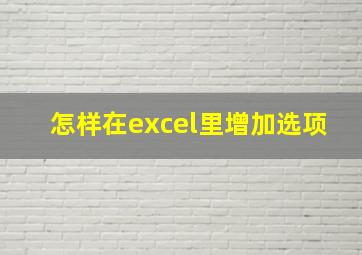 怎样在excel里增加选项