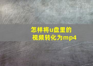 怎样将u盘里的视频转化为mp4