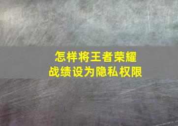 怎样将王者荣耀战绩设为隐私权限