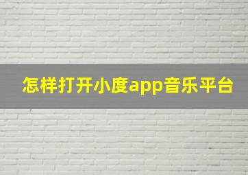 怎样打开小度app音乐平台