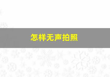 怎样无声拍照