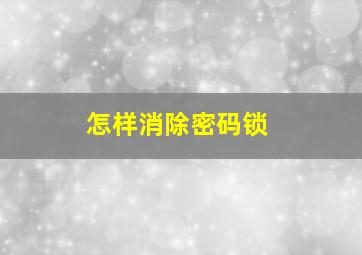 怎样消除密码锁