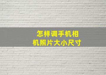 怎样调手机相机照片大小尺寸