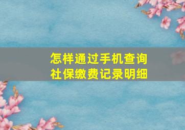 怎样通过手机查询社保缴费记录明细