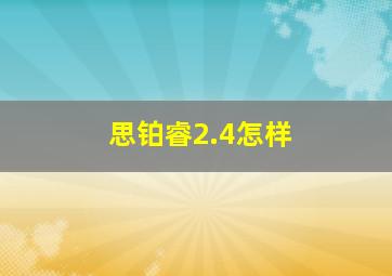 思铂睿2.4怎样