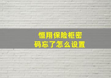 恒翔保险柜密码忘了怎么设置