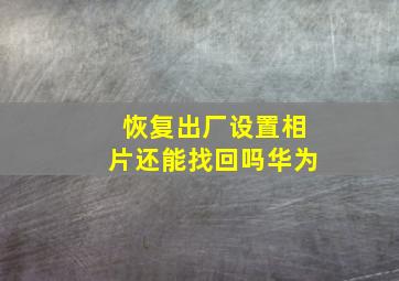 恢复出厂设置相片还能找回吗华为