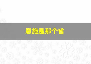 恩施是那个省