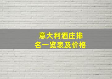 意大利酒庄排名一览表及价格