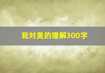 我对美的理解300字