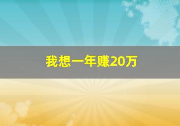 我想一年赚20万