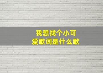 我想找个小可爱歌词是什么歌