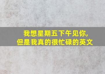 我想星期五下午见你,但是我真的很忙碌的英文