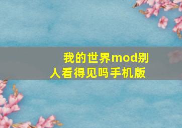 我的世界mod别人看得见吗手机版