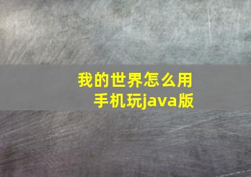 我的世界怎么用手机玩java版